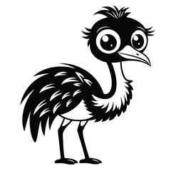 emu black outline vector for kids 