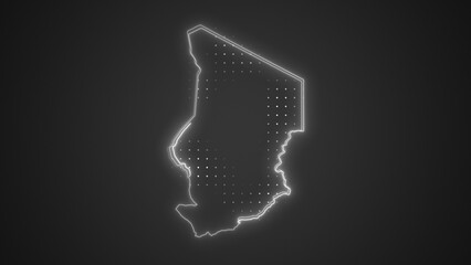 Neon White Chad Map Borders Outline Background Wallpaper