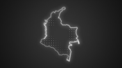 Obraz premium Neon White Colombia Map Borders Outline Background Wallpaper