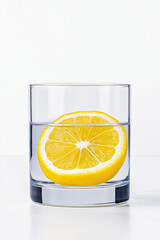 Glass of lemonade with lemons, isolated on white background