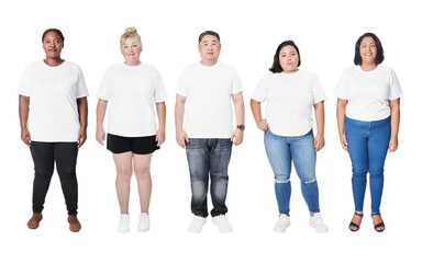 Obraz premium Body positivity diverse models outfit png apparel mockup studio shot