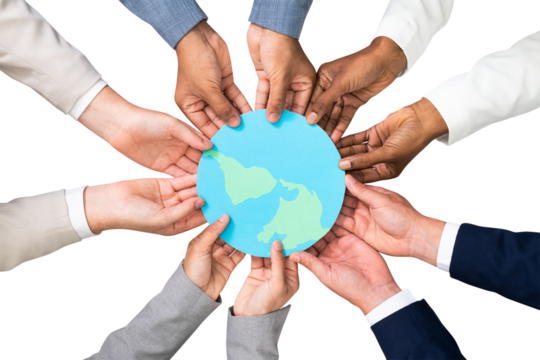 Png Hands holding earth mockup CSR business campaign - Powered by Adobe