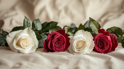 A romantic bouquet of red and white roses, a classic floral gift of love