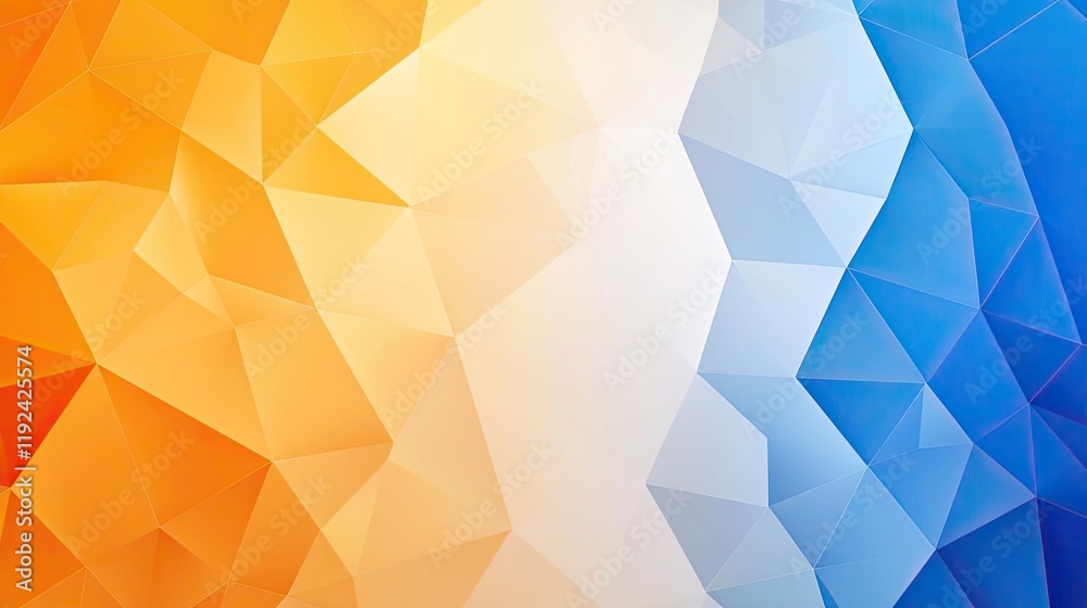 Poster triangle abstract background concept. vibrant abstract geometric pattern in orange, white, and blue 