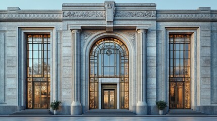 Fototapeta premium Grandiose Neoclassical Mansion Entrance: Architectural Marvel