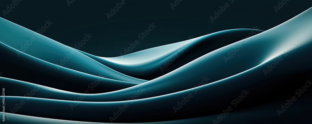 Aufkleber Cloudy abstract background concept. Abstract waves of blue silk fabric creating a smooth, flowing visual texture.
