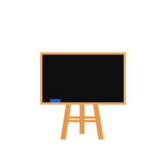 Blank chalkboard in school classroom. vVector illustration.