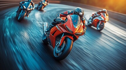 Adrenaline Rush: Motorcycle Racers Speeding on the Track