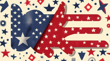 Obraz premium Creative Abstract Design Featuring American Flag Elements and Symbols