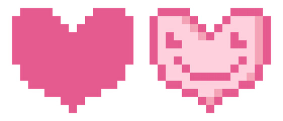 Obraz premium Valentine's Day pixel hearts clipart collection. Perfect for sticker, label, card. Kawaii vector illustration.