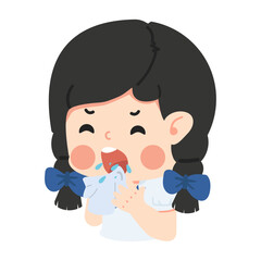 Girl student sneezing and coughing from the flu