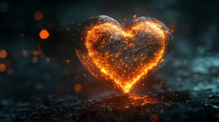 Fototapeta premium Glowing heart shape symbolizes love on Valentine's Day celebration
