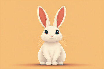 Fototapeta premium Lovely Easter bunny on simple yellow background. 