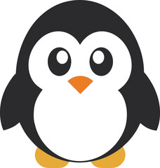 A penguin stands alone, vector on a white background