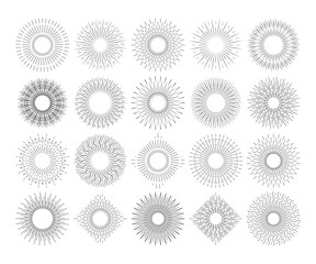 20 Sunburst LineartVector Sunburst Illustration Set of Unique Patterns for Designers