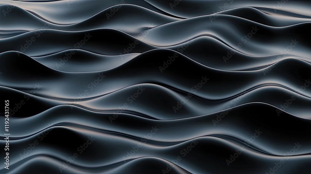 Poster Cloudy abstract background concept. Elegant black waves create a calming, fluid texture in a serene atmosphere.