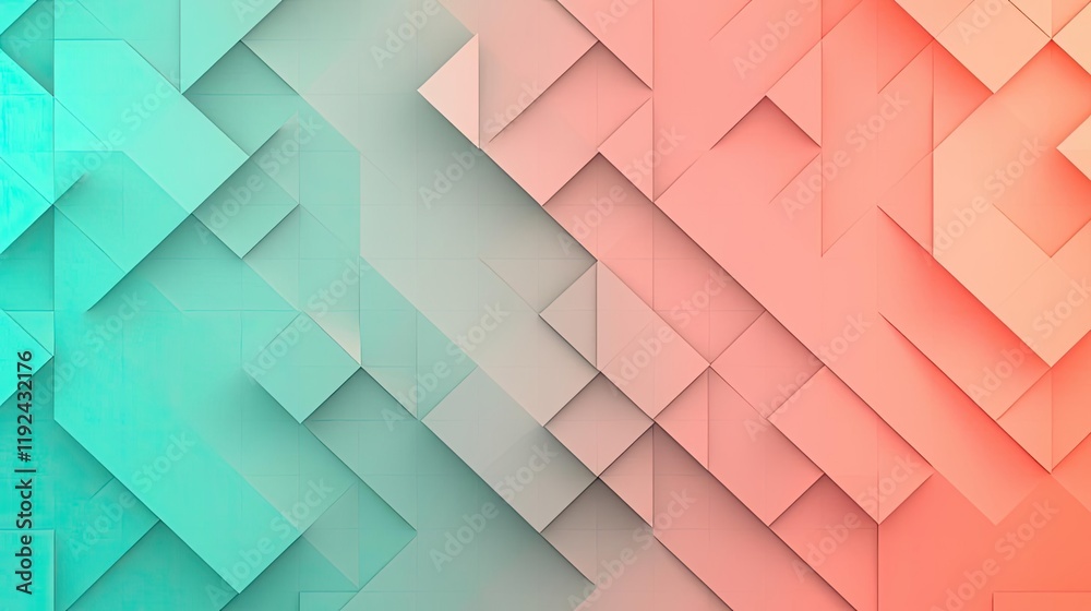 Poster Triangle abstract background concept. Abstract geometric pattern in soft pastel tones, ideal for backgrounds and design work.
