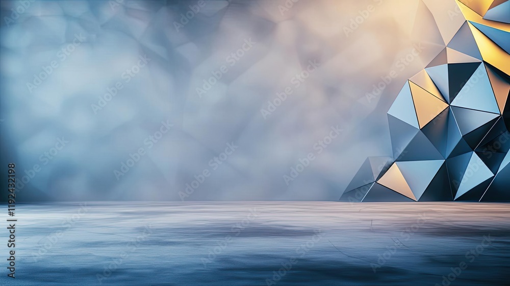 Poster Blurred abstract background idea. A modern abstract landscape featuring geometric shapes in soft colors, perfect for design.