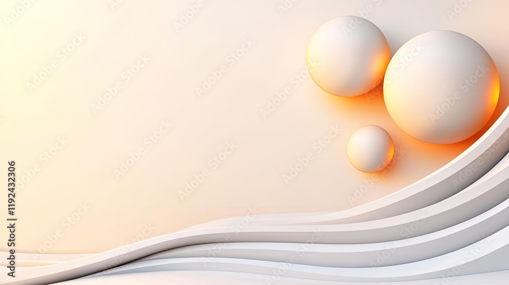 Aufkleber Blurred abstract background idea. Abstract design featuring smooth waves with spherical shapes and soft lighting effects.