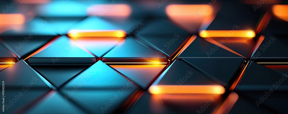 Aufkleber Triangle abstract background concept. Futuristic geometric pattern with glowing triangles in vibrant colors on dark background.