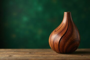 Elegant Wooden Vessel on Rustic Surface, Displaying Intricate Grain Patterns and a Unique Split Design
