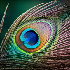 Obraz premium Close-up of a peacock feather.