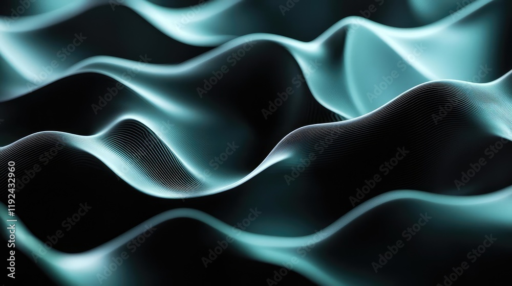 Aufkleber Cloudy abstract background concept. Abstract waves in teal create a calming visual experience with smooth texture.