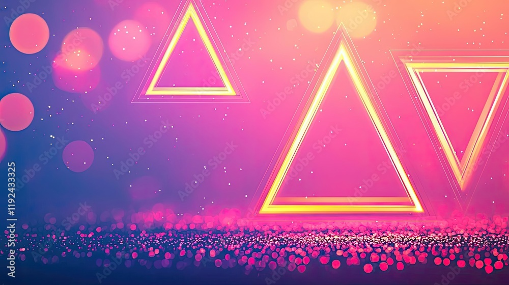 Poster Triangle abstract background concept. Vibrant geometric shapes with a colorful background creating a modern abstract design.