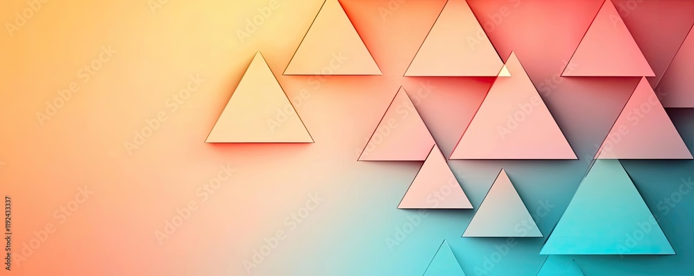 Aufkleber Triangle abstract background concept. An abstract composition of colorful triangles on a soft gradient background.