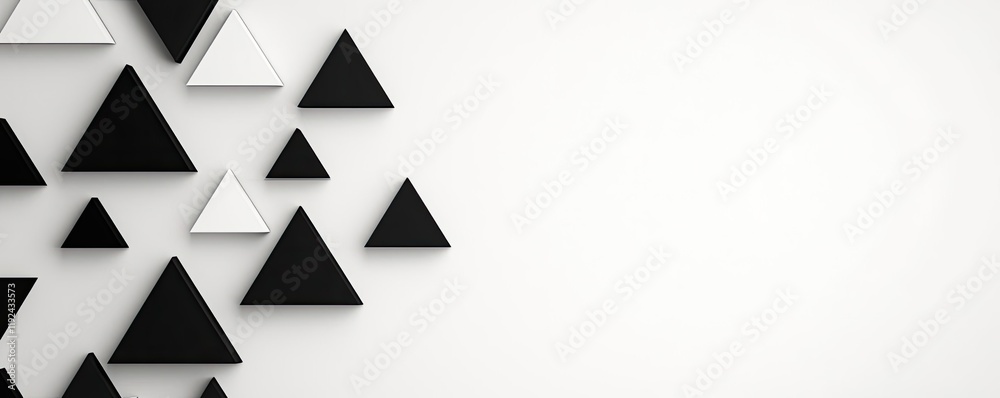 Aufkleber triangle abstract background concept. abstract geometric triangles in black and white on a clean bac