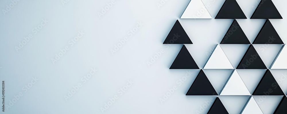 Aufkleber Triangle abstract background concept. Abstract geometric triangles in black and white create a modern aesthetic.