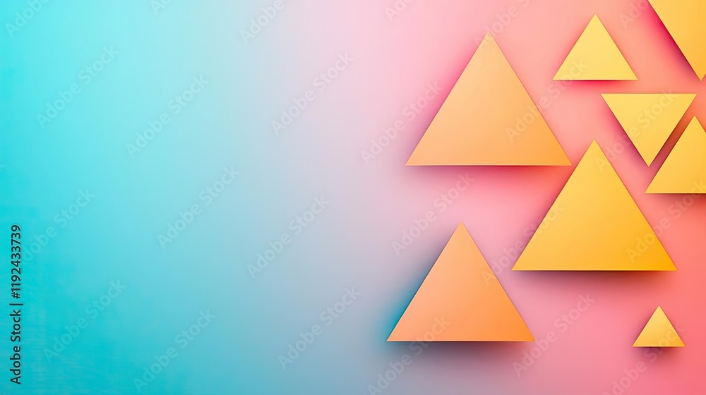 Poster Triangle abstract background concept. Abstract design featuring colorful geometric triangles on a gradient background.