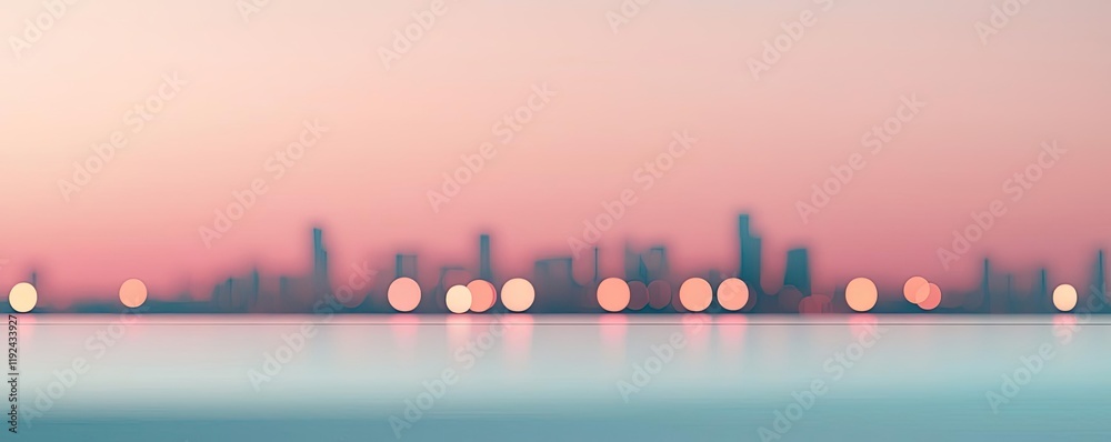 Poster blurred abstract background idea. a dreamy skyline view with soft pastel colors and blurred lights r