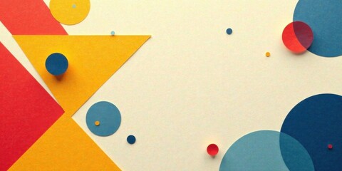 Abstract Colorful Geometric Shapes Composition Featuring Overlapping Circles and Triangles on a Neutral Background