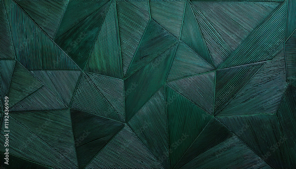 Fototapete geometric green abstract pattern with linear texture, dynamic triangular shapes for modern graphic design and artistic background wallpaper banner