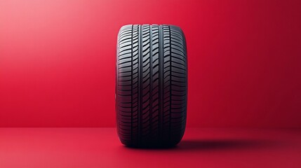 Detailed summer tire design with sleek grooves for improved grip and responsive handling on dry roads, style book illustration