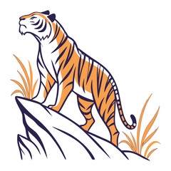 New Silhouette set of various poses of the tiger icon set