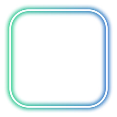 square frame of blue green neon lights