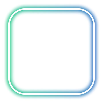 square frame of blue green neon lights