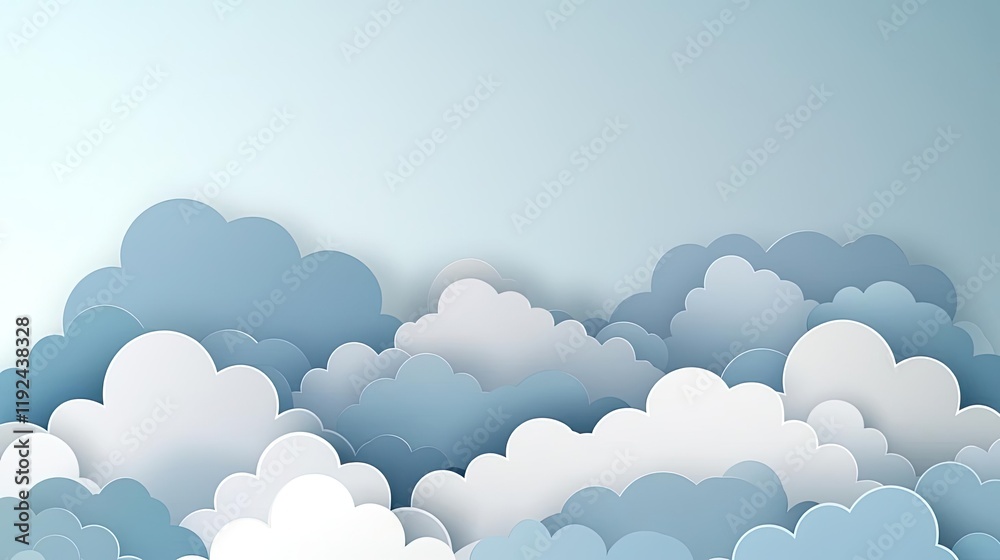 Poster cloudy abstract background concept. stylized representation of blue and white clouds on a soft backg