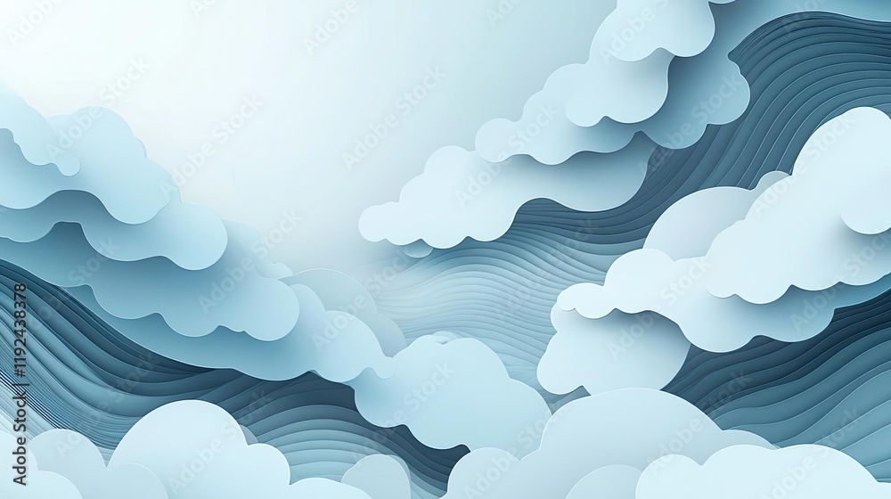 Aufkleber Cloudy abstract background concept. Soft blue clouds create a serene, abstract background with smooth wave patterns.