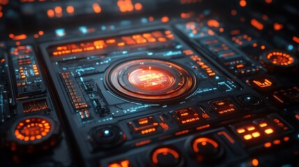 Obraz premium Futuristic Technology Interface: Cyberpunk Digital Panel Design