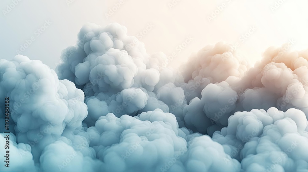 Aufkleber Cloudy abstract background concept. Soft, fluffy clouds in a serene sky creating a tranquil atmosphere and peaceful ambiance.