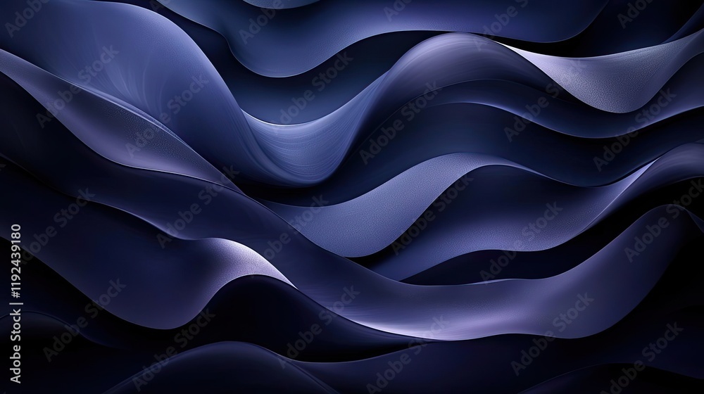 Poster Cloudy abstract background concept. Elegant flowing waves in dark hues, creating a serene and calming abstract composition.