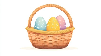 Colorful eggs in woven basket symbolize joy and renewal of sprin