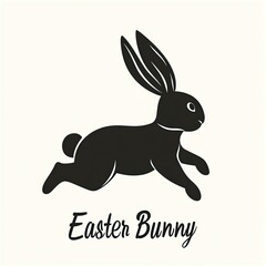 Fototapeta premium Playful silhouette of bunny hopping, symbolizing joy of Easter c