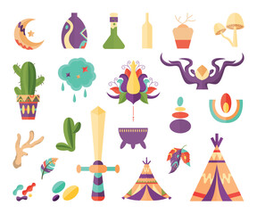 Vector Boho Elements Illustration Set of Unique Decorative Items
