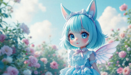 Fototapeta premium girl with rabbit ears