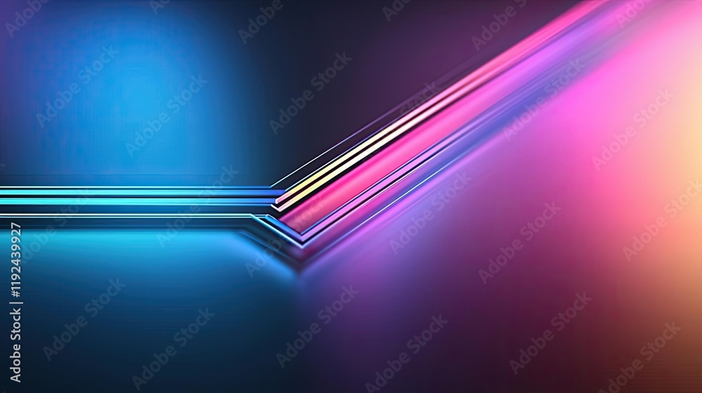 Poster Blurred abstract background idea. Vibrant lines intersect on a dark background, creating a modern, abstract aesthetic.