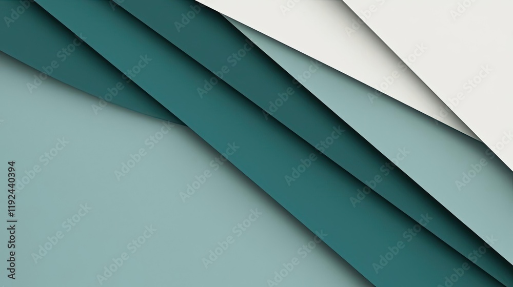 Poster Triangle abstract background concept. Layered paper textures in shades of teal and white create a modern background effect.